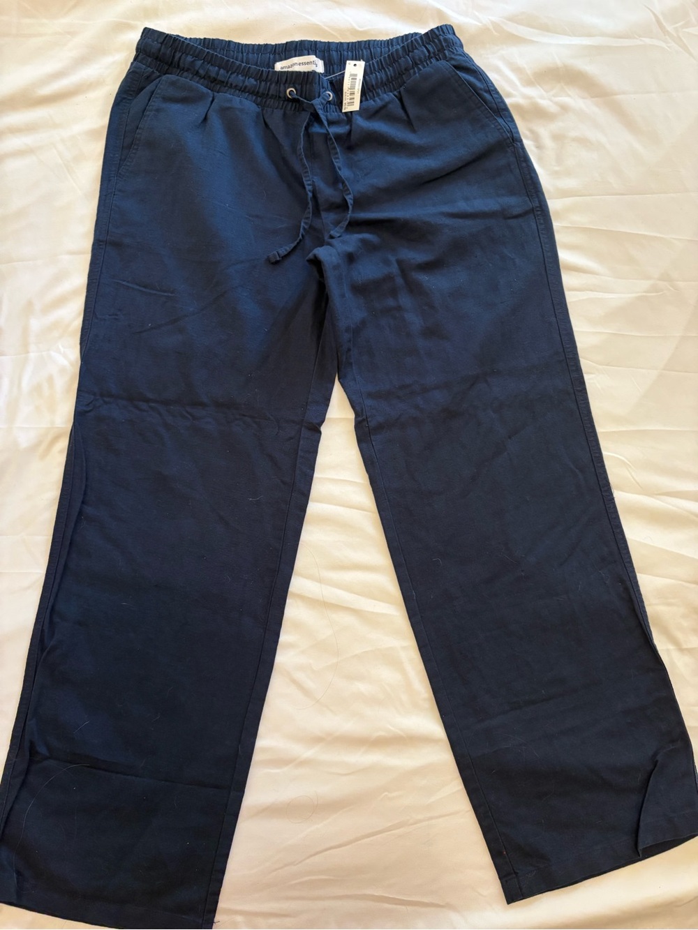 Women’s Navy Linen Blend Wide Leg Pull-On Pants Size M NWT